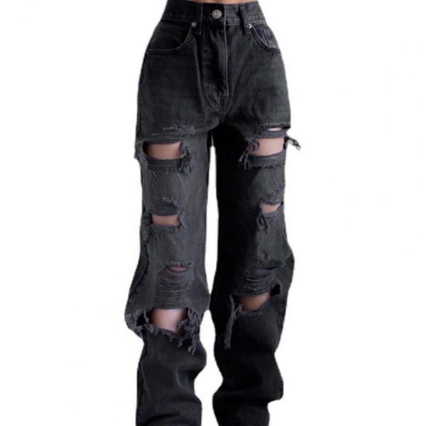 women's jeans ripped denim pants distressed straight trousers button closure high waist for daily wear, Blue
women's jeans ripped denim pants distressed straight trousers button closure high waist for daily wear, Blue