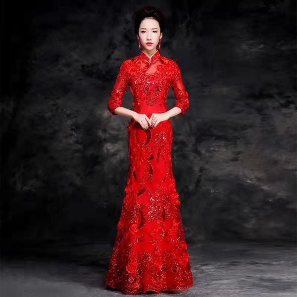 ethnic clothing lace chinese red wedding dress queen oriental party female cheongsam stage show qipao elegant celebrity banquet dresses
ethnic clothing lace chinese red wedding dress queen oriental party female cheongsam stage show qipao elegant celebrity banquet dresses