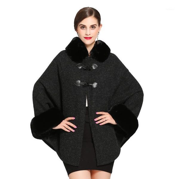 women's wool & blends 2021 fur collar double leather buckle knitted cardigan cloak shawl blend coat women donsignet, Black
women's wool & blends 2021 fur collar double leather buckle knitted cardigan cloak shawl blend coat women donsignet, Black