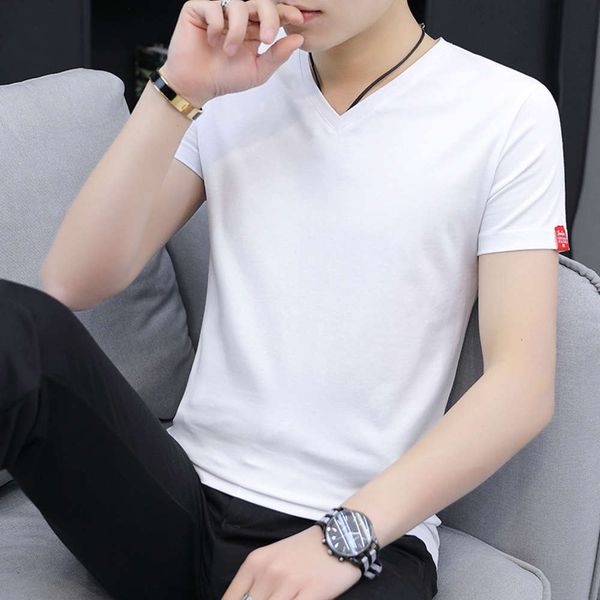 summer cotton t-shirt, men's short sleeve wear, pure white. v-neck, color, slim fitting trend, half, White;black
summer cotton t-shirt, men's short sleeve wear, pure white. v-neck, color, slim fitting trend, half, White;black