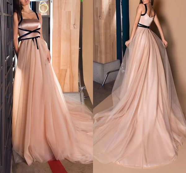 elegant champagne evening dress spaghetti strap sleeveless court train satin tulle prom party gown 2022 robe de soirée vestidos, Black;red
elegant champagne evening dress spaghetti strap sleeveless court train satin tulle prom party gown 2022 robe de soirée vestidos, Black;red
