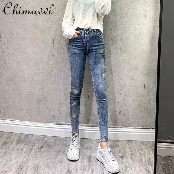 women's jeans 2021 summer women contrast color rhinestone high waist slimming stretch blue pencil pants
women's jeans 2021 summer women contrast color rhinestone high waist slimming stretch blue pencil pants