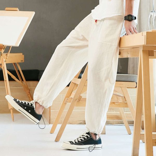 men's pants summer large light cotton casual loose solid color linen knickerbockers 7n5e, Black
men's pants summer large light cotton casual loose solid color linen knickerbockers 7n5e, Black