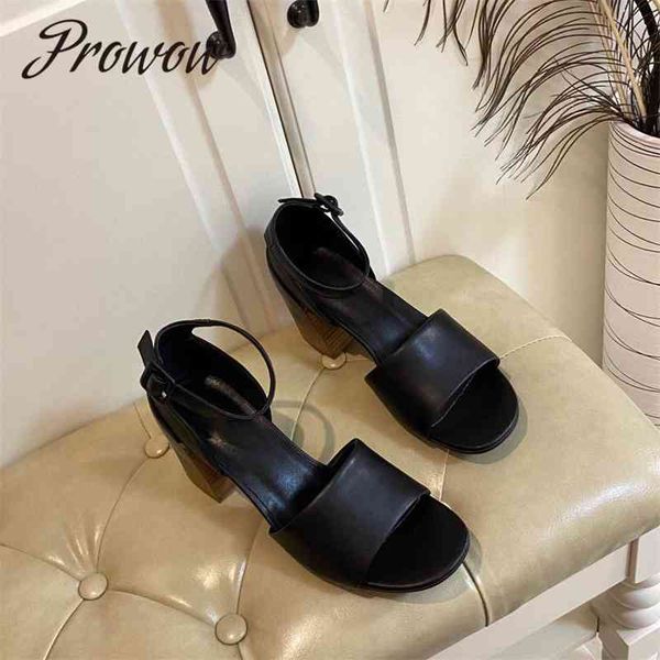 prowow new black khaki genuine leather open toe summer sandals ankle strap thick heels shoes women zapatos mujer
prowow new black khaki genuine leather open toe summer sandals ankle strap thick heels shoes women zapatos mujer