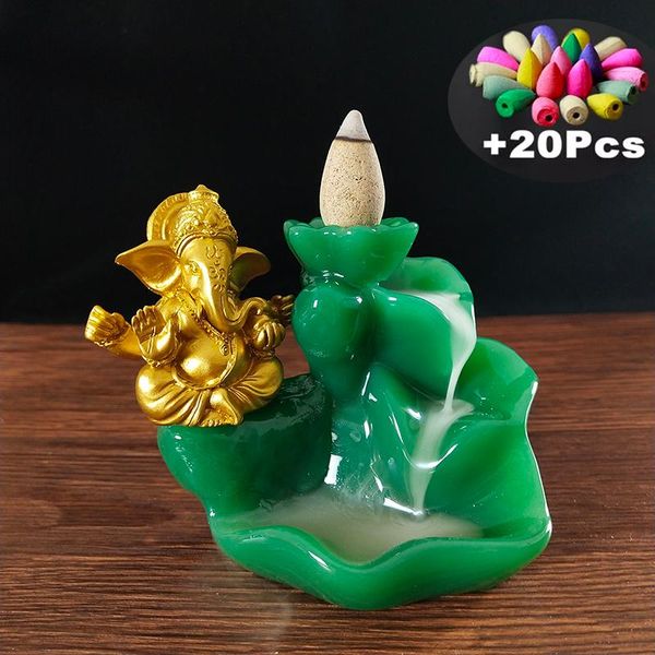 fragrance lamps ganesha backflow incense burner with buddha statues resin man-made jade stone stick holder cone censer home decoration
fragrance lamps ganesha backflow incense burner with buddha statues resin man-made jade stone stick holder cone censer home decoration