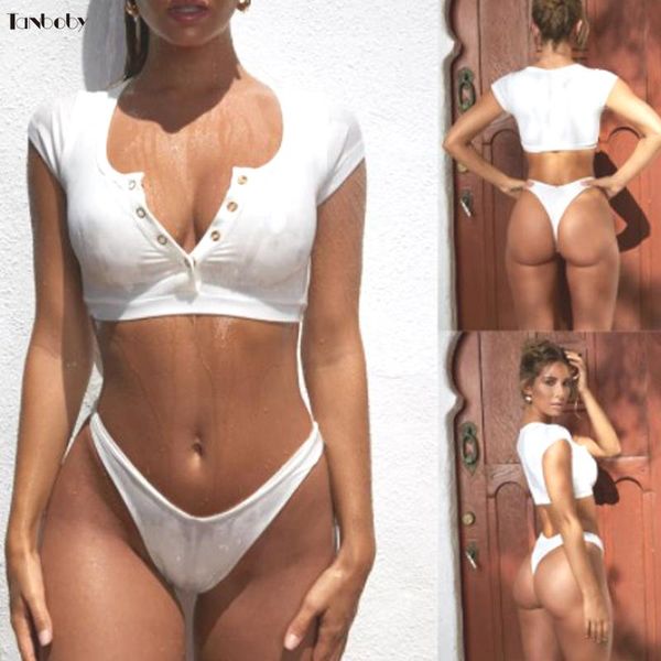women's swimwear low v-neck swimming suits womens brazilian bikinis with padded sport short sleeves swimsuits 2 pieces white thongs, White;black
women's swimwear low v-neck swimming suits womens brazilian bikinis with padded sport short sleeves swimsuits 2 pieces white thongs, White;black