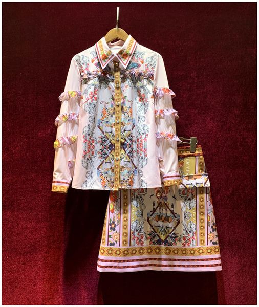 two piece dress european and american women's clothing spring long-sleeved vintage print shirt printed skirt fashion pink suit 1i00, White
two piece dress european and american women's clothing spring long-sleeved vintage print shirt printed skirt fashion pink suit 1i00, White