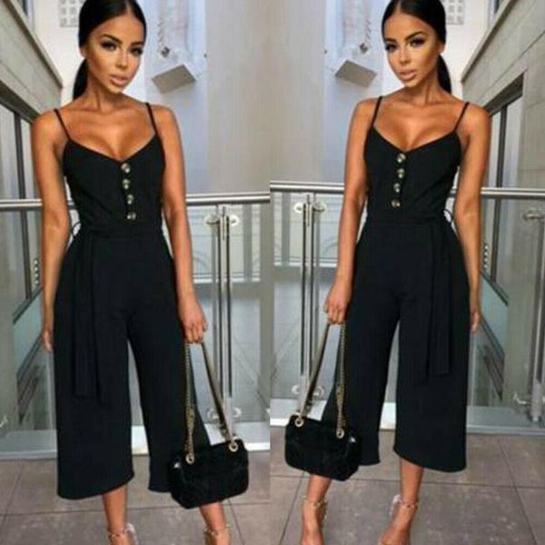 women's jumpsuits & rompers style women sling v neck buttons short sleeve adjusted sashes jumpsuit ladies summer casual loose playsuit, Black;white
women's jumpsuits & rompers style women sling v neck buttons short sleeve adjusted sashes jumpsuit ladies summer casual loose playsuit, Black;white