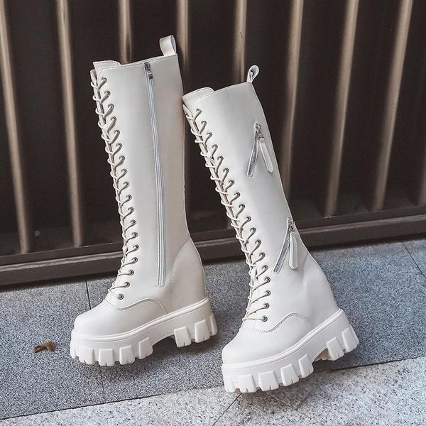 boots autumn winter women's knee-high wedges high heels platform lace up plush warm long tube casual motorcycle boot, Black
boots autumn winter women's knee-high wedges high heels platform lace up plush warm long tube casual motorcycle boot, Black