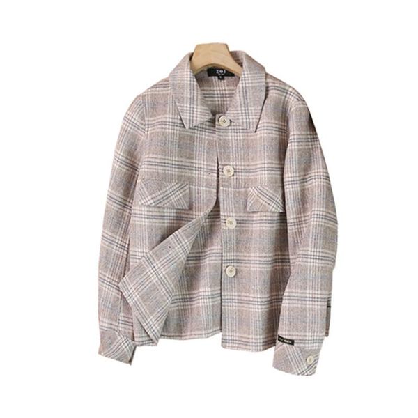 women's wool & blends handmade woolen coat women autumn and winter plaid stitching loose single-breasted short japanese clothing b081, Black
women's wool & blends handmade woolen coat women autumn and winter plaid stitching loose single-breasted short japanese clothing b081, Black