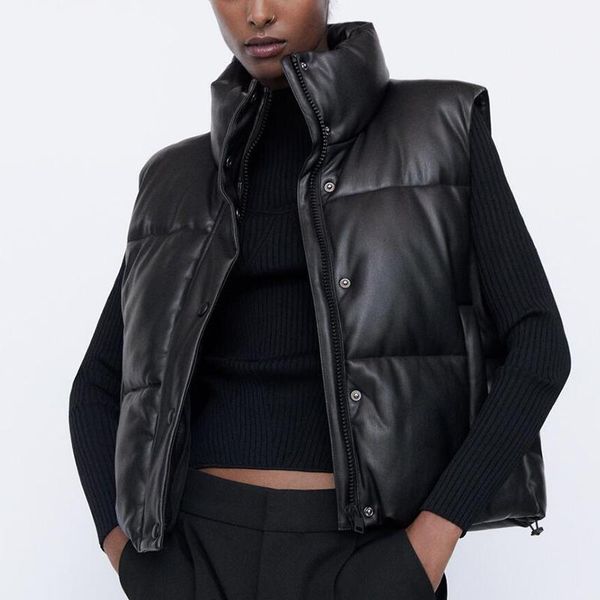 women's vests women leather vest jacket winter fashion zipper stand collar waistcoat cotton coat female warm sleeveless cropped, Black;white
women's vests women leather vest jacket winter fashion zipper stand collar waistcoat cotton coat female warm sleeveless cropped, Black;white