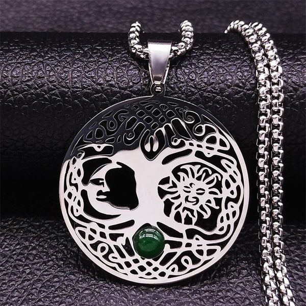 pendant necklaces irish knot divination tree of life sun moon stainless steel natural stone chain women silver color jewelry n4410s04
pendant necklaces irish knot divination tree of life sun moon stainless steel natural stone chain women silver color jewelry n4410s04