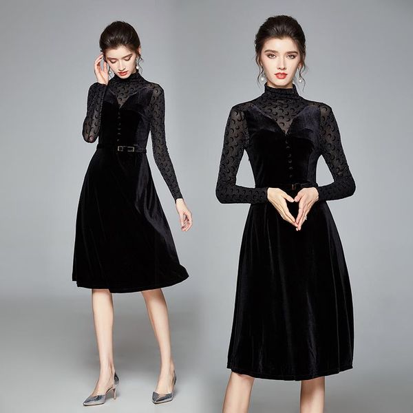 casual dresses simgent belted dress woman long sleeve turtleneck velvet patchwork a line elegant black winter women clothing sg012097, Black;gray
casual dresses simgent belted dress woman long sleeve turtleneck velvet patchwork a line elegant black winter women clothing sg012097, Black;gray