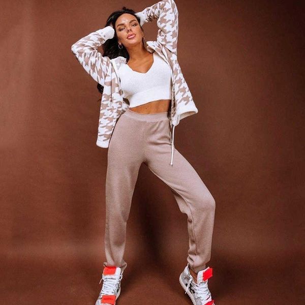 women's two piece pants of cotton mesh zip-up plaid hoodie woman jacket sweatshirt casual winter training akk1, White
women's two piece pants of cotton mesh zip-up plaid hoodie woman jacket sweatshirt casual winter training akk1, White