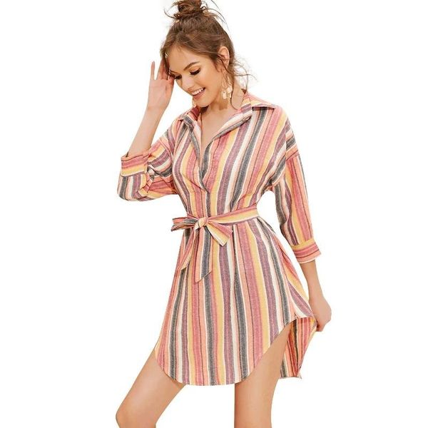 casual dresses spring autumn striped dress women loose elegant shirt long sleeve mini female vestidos, Black;gray
casual dresses spring autumn striped dress women loose elegant shirt long sleeve mini female vestidos, Black;gray