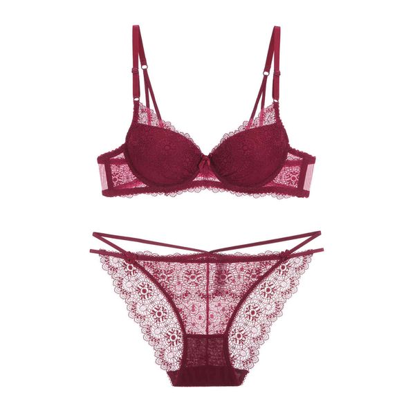 bra set summer deep v upper thin lower thick underwear suit lace gathered 9213, Red;black
bra set summer deep v upper thin lower thick underwear suit lace gathered 9213, Red;black