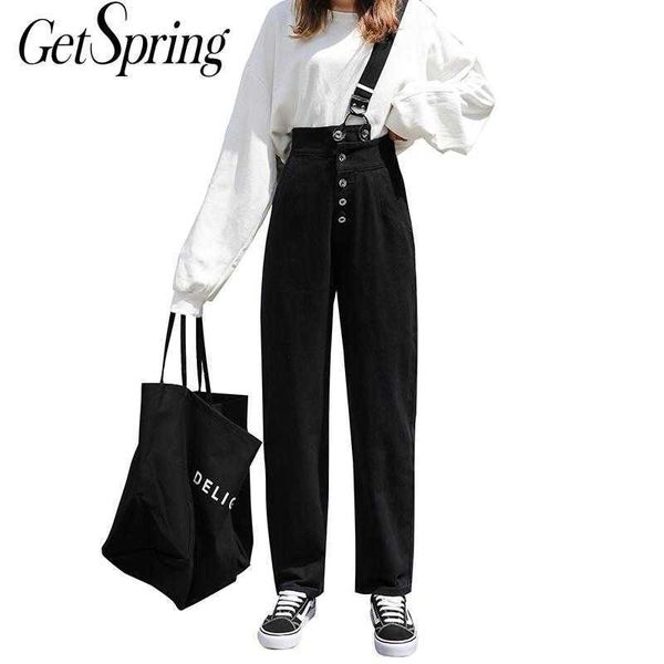 getspring women pant plus size black white overalls pants vintage casual long trousers high waist 210601
getspring women pant plus size black white overalls pants vintage casual long trousers high waist 210601