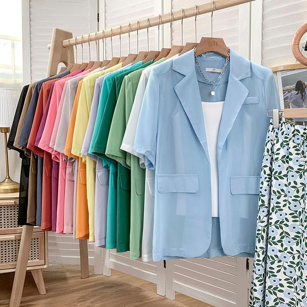 women's suits & blazers lauri laki elegant solid short sleeve blazer coats women vintage thin chiffon jacket plus size summer 2021 oute, White;black
women's suits & blazers lauri laki elegant solid short sleeve blazer coats women vintage thin chiffon jacket plus size summer 2021 oute, White;black