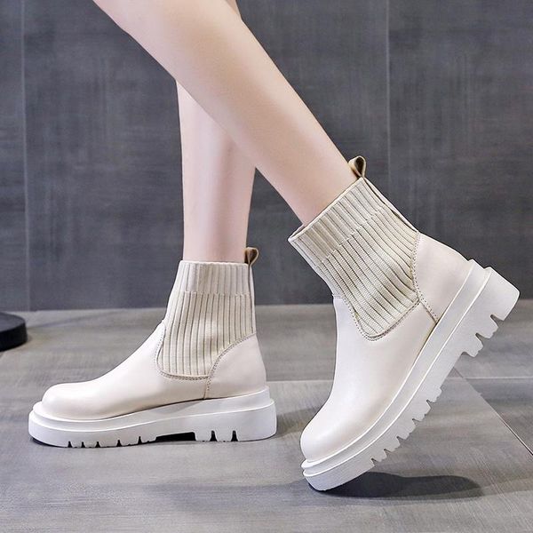 boots ankle woman slip-on shoes fashion knitted elastic round toe short platform square heels leather women, Black
boots ankle woman slip-on shoes fashion knitted elastic round toe short platform square heels leather women, Black