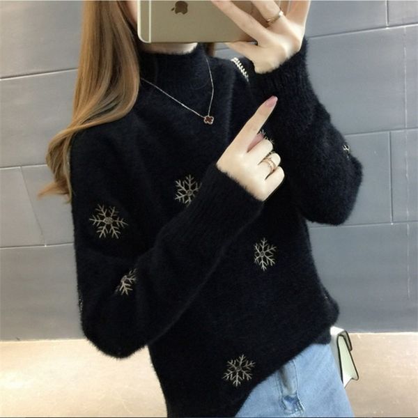 2021 new winter knit sweater pullover women fashion imitation mink cashmere loose plus size 3xl korean white clothes female, White;black
2021 new winter knit sweater pullover women fashion imitation mink cashmere loose plus size 3xl korean white clothes female, White;black