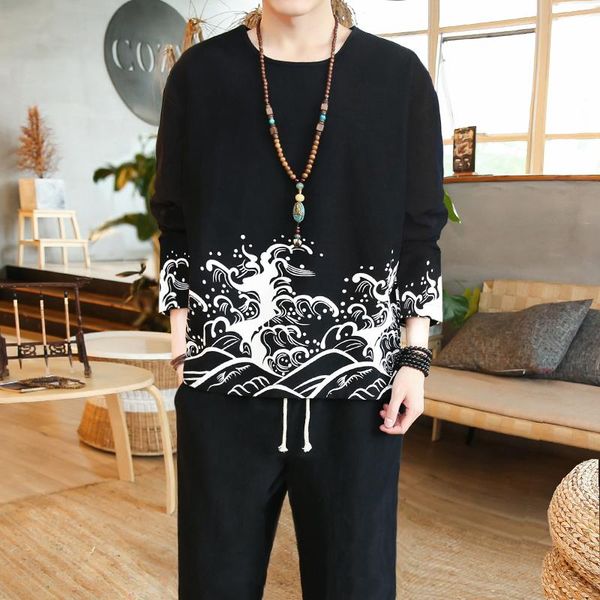 men's tracksuits autumn chinese style large size original buddha long sleeve sets linen t-shirt pantsuits hanfu ancient youth tang suit, Gray
men's tracksuits autumn chinese style large size original buddha long sleeve sets linen t-shirt pantsuits hanfu ancient youth tang suit, Gray