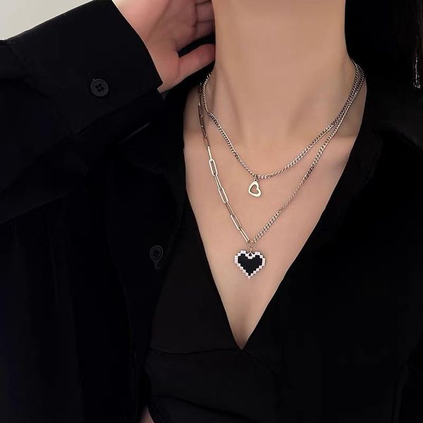 pendant necklaces vsnow stainless steel double-layer love heart necklace for women hollow out mosaic chain metallic jewellery, Silver
pendant necklaces vsnow stainless steel double-layer love heart necklace for women hollow out mosaic chain metallic jewellery, Silver