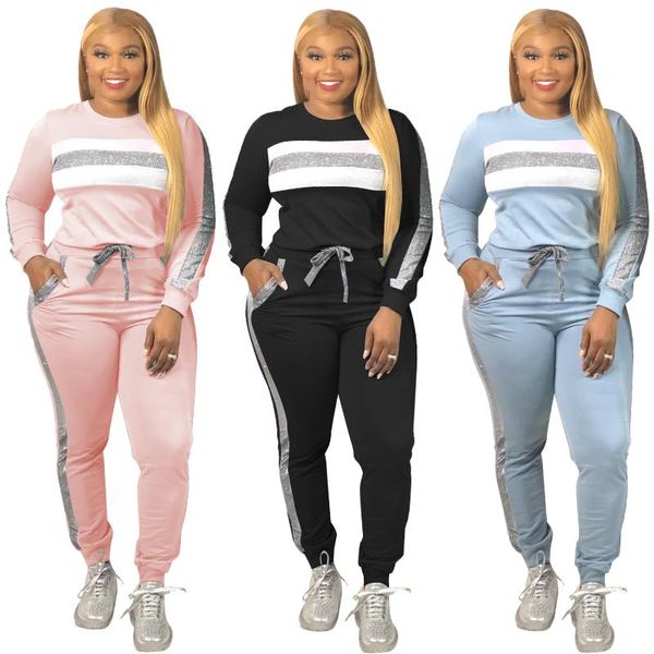 two piece dress 2021 explosion models european and american fashion inlaid gold silk solid color casual sports suit pants, White
two piece dress 2021 explosion models european and american fashion inlaid gold silk solid color casual sports suit pants, White