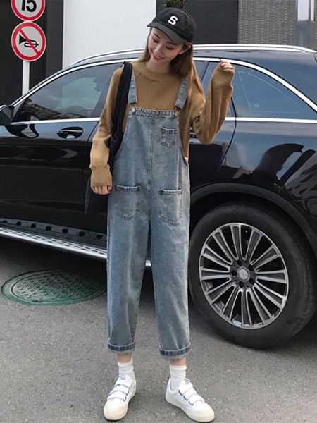 women's jeans denim pants suspenders spring and autumn korean loose small 2021 fashion, Blue
women's jeans denim pants suspenders spring and autumn korean loose small 2021 fashion, Blue