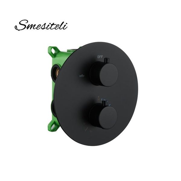 round style matte black finish thermostatic diverter shower faucet mixer 2 way or 3 handles brass concealed wall bathroom sets
round style matte black finish thermostatic diverter shower faucet mixer 2 way or 3 handles brass concealed wall bathroom sets