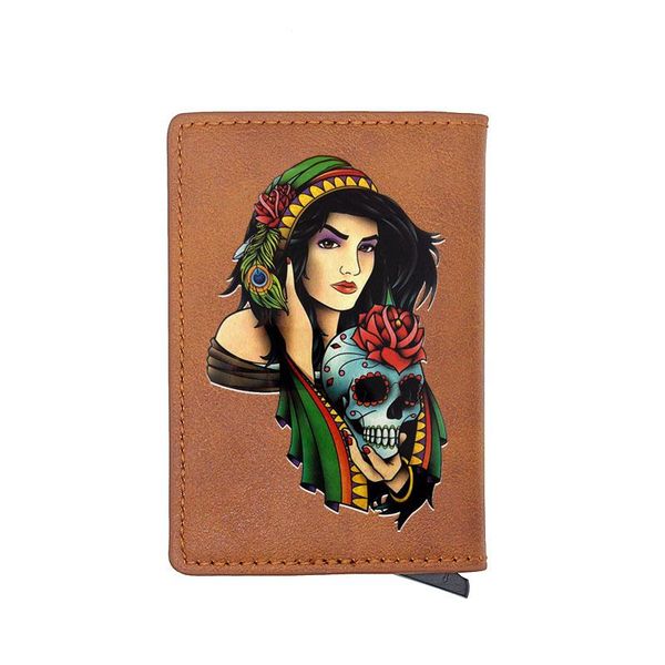 card holders fashion classic skull flower girl digital printing leather short wallet women aluminium thin mini money clip purse, Brown;gray
card holders fashion classic skull flower girl digital printing leather short wallet women aluminium thin mini money clip purse, Brown;gray