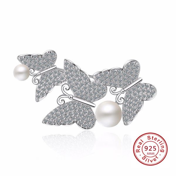 luxury butterfly pearl cz crystal 925 sterling silver brooches for women wedding suit-coat insect broches pins party jewelry, Gray
luxury butterfly pearl cz crystal 925 sterling silver brooches for women wedding suit-coat insect broches pins party jewelry, Gray