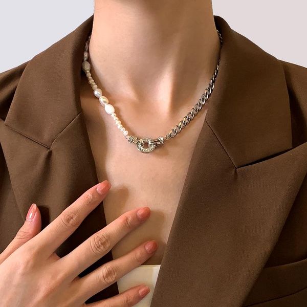 chains ingesight.z korean elegant freshwater pearls choker necklaces stainless steel round circle collar for women jewelry, Silver
chains ingesight.z korean elegant freshwater pearls choker necklaces stainless steel round circle collar for women jewelry, Silver