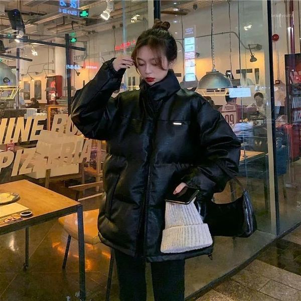 winter faux leather parkas women fashion pu coats elegant zipper cotton jackets female ladies women's &, Black
winter faux leather parkas women fashion pu coats elegant zipper cotton jackets female ladies women's &, Black