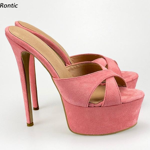 sandals rontic women platform mules slippers faux sudede stiletto heels open toe gorgeous colors party shoes us size 5-20, Black
sandals rontic women platform mules slippers faux sudede stiletto heels open toe gorgeous colors party shoes us size 5-20, Black