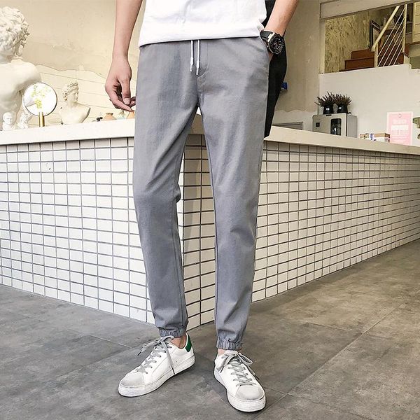 spring men sport casual pants slim fit elastic waist solid color leisure cotton trousers men's, Black
spring men sport casual pants slim fit elastic waist solid color leisure cotton trousers men's, Black
