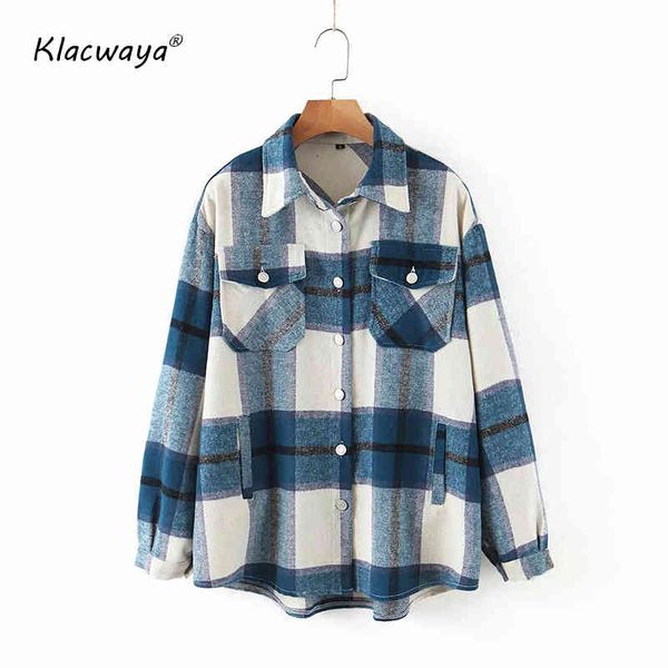 women vintage stylish oversized plaid jacket coat overshirts lapel collar long sleeve loose female outerwear chic 210521, Black;brown
women vintage stylish oversized plaid jacket coat overshirts lapel collar long sleeve loose female outerwear chic 210521, Black;brown