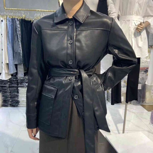 leather womens autumn single-breasted black pu jacket coat with belt englang style pockets sashes faux leather outerwear
leather womens autumn single-breasted black pu jacket coat with belt englang style pockets sashes faux leather outerwear