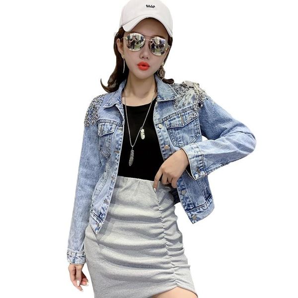 women's jackets 2021 autumn women embroidery three dimensional flowers pearl bead short denim coat woman long sleeve jean jacket clothi, Black;brown
women's jackets 2021 autumn women embroidery three dimensional flowers pearl bead short denim coat woman long sleeve jean jacket clothi, Black;brown