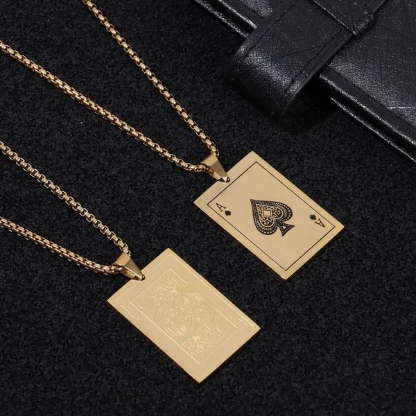 chains ladies men's titanium steel poker spades a red peach k couple pendant necklace, Silver
chains ladies men's titanium steel poker spades a red peach k couple pendant necklace, Silver