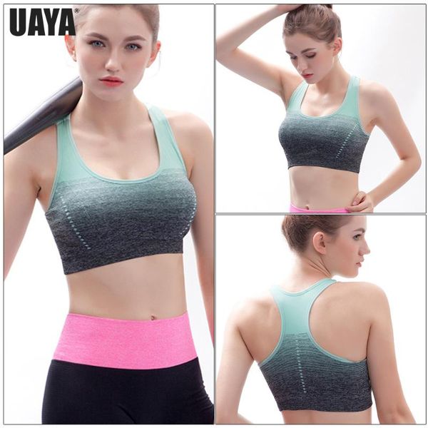 gym clothing uaya 2021 sports bra high stretch breathable fitness women padded for running yoga seamless crop gradient sport, White;black
gym clothing uaya 2021 sports bra high stretch breathable fitness women padded for running yoga seamless crop gradient sport, White;black