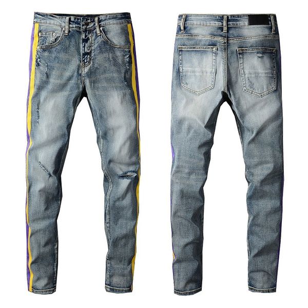 21 spring/summer fashion men's jeans micro-elastic slim color offset printing designer jeans trousers 1, Blue
21 spring/summer fashion men's jeans micro-elastic slim color offset printing designer jeans trousers 1, Blue