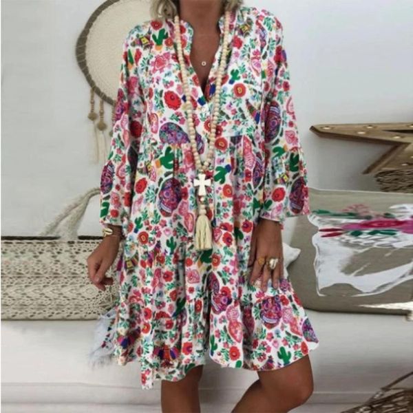 casual dresses 2021 summer women floral print v neck flare sleeve ruffles vintage dress for party vestido de mujer, Black;gray
casual dresses 2021 summer women floral print v neck flare sleeve ruffles vintage dress for party vestido de mujer, Black;gray