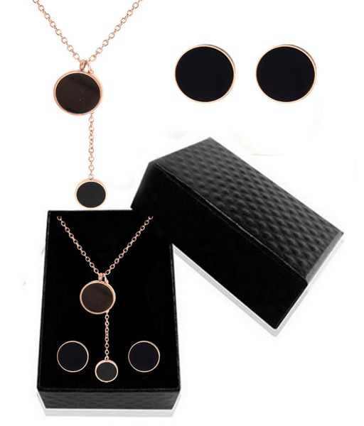 stainless steel black enamel round pendant necklace earring set rose gold colorless wedding jewelry earrings &, Silver
stainless steel black enamel round pendant necklace earring set rose gold colorless wedding jewelry earrings &, Silver