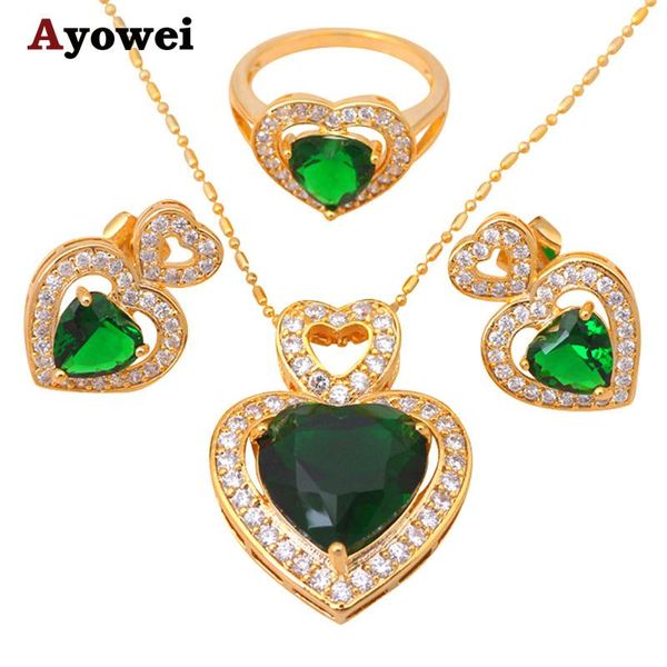 earrings & necklace zircon heart gold color green crystal jewelry sets ring sz #6.5 #7.5 #8.5 fashion js287a, Silver
earrings & necklace zircon heart gold color green crystal jewelry sets ring sz #6.5 #7.5 #8.5 fashion js287a, Silver