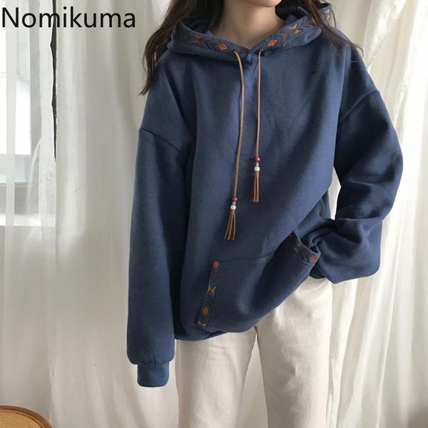 women's hoodies & sweatshirts nomikuma korean embroideried tassel drawstring hooded sweatshirt 2021 autumn hoody causal pocket long sle, Black
women's hoodies & sweatshirts nomikuma korean embroideried tassel drawstring hooded sweatshirt 2021 autumn hoody causal pocket long sle, Black