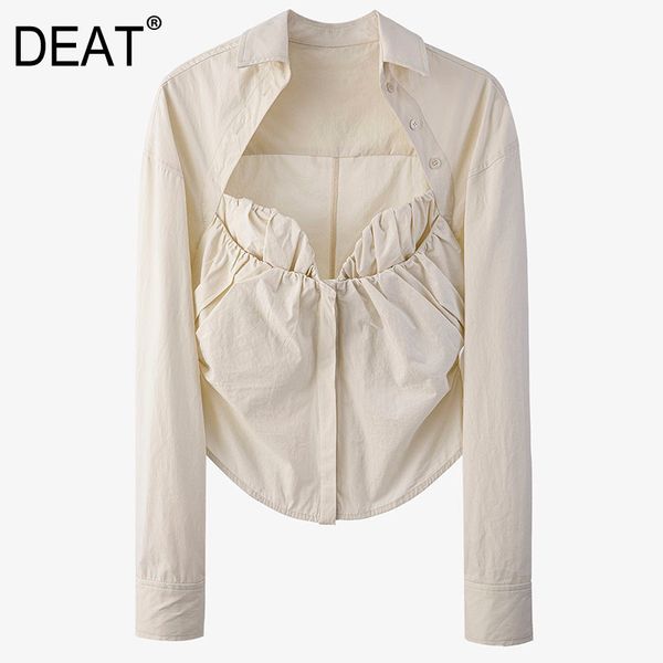 women khaki shirring blouse polo-neck long sleeve slim fit low-cut sweet showing belly button summer 7d001233 210421, White
women khaki shirring blouse polo-neck long sleeve slim fit low-cut sweet showing belly button summer 7d001233 210421, White