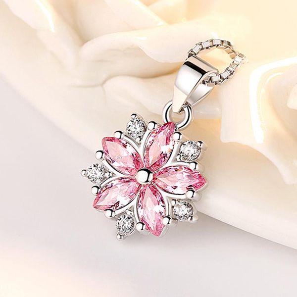 pendant necklaces luxury cute flower necklace women female fashion pink white cubic zircon crystal long chain party jewelry gift, Silver
pendant necklaces luxury cute flower necklace women female fashion pink white cubic zircon crystal long chain party jewelry gift, Silver