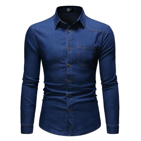 men's casual shirts 2021 spring and autumn solid color single breasted slim business long sleeve denim, White;black
men's casual shirts 2021 spring and autumn solid color single breasted slim business long sleeve denim, White;black