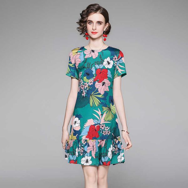 women summer designer elegant print dress green o-neck short sleeve casual party robe femme vintage fishtail dress vestidos 210525, Black;gray
women summer designer elegant print dress green o-neck short sleeve casual party robe femme vintage fishtail dress vestidos 210525, Black;gray