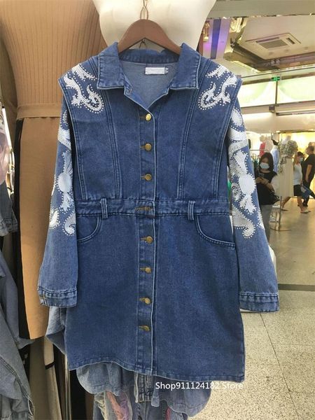 women's jackets european station heavy industry drilling mid-length denim jacket slim western style retro fried street, Black;brown
women's jackets european station heavy industry drilling mid-length denim jacket slim western style retro fried street, Black;brown